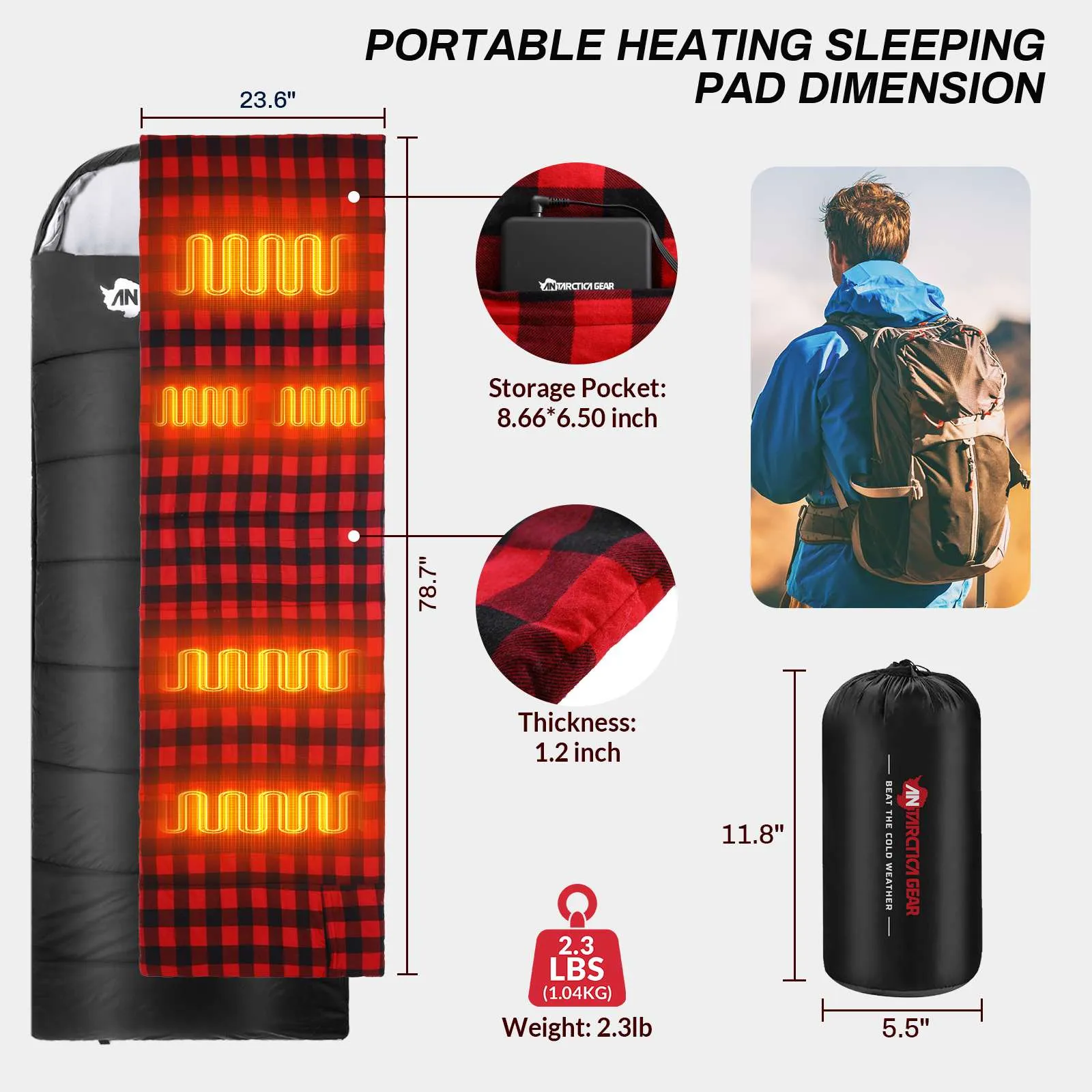 Heated Sleeping Bag Liner,Battery Heated Pad, Electirc Sleeping Bag