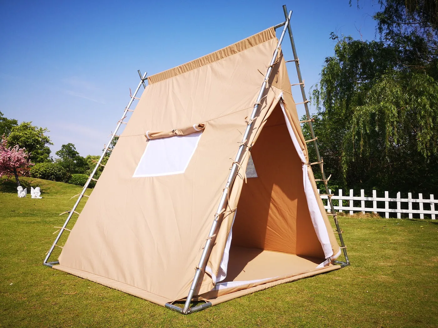 Heavy Duty Waterproof Ripstop A Frame Camping Teepee Scout Tent for 2~3 Person