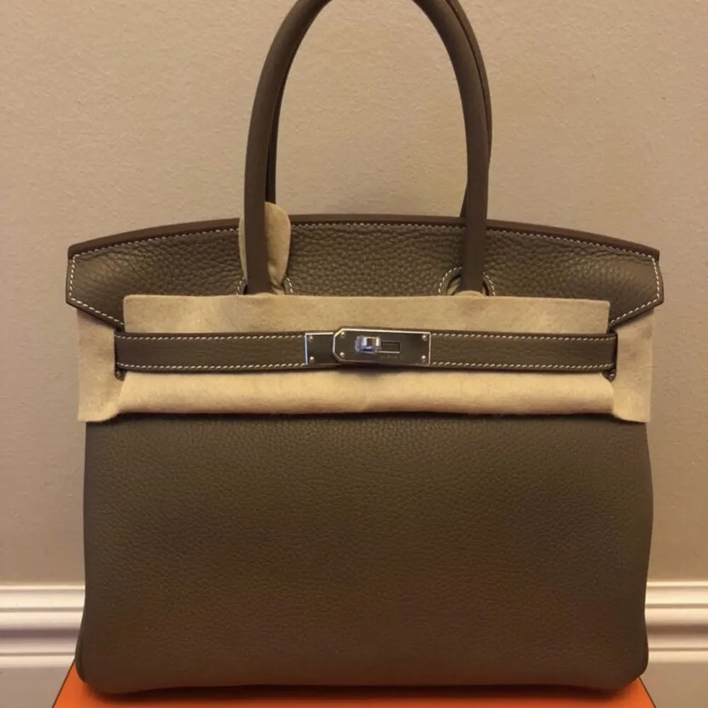 Hermès Birkin 30 Etoupe Taurillon Clemence Palladium Hardware PHW