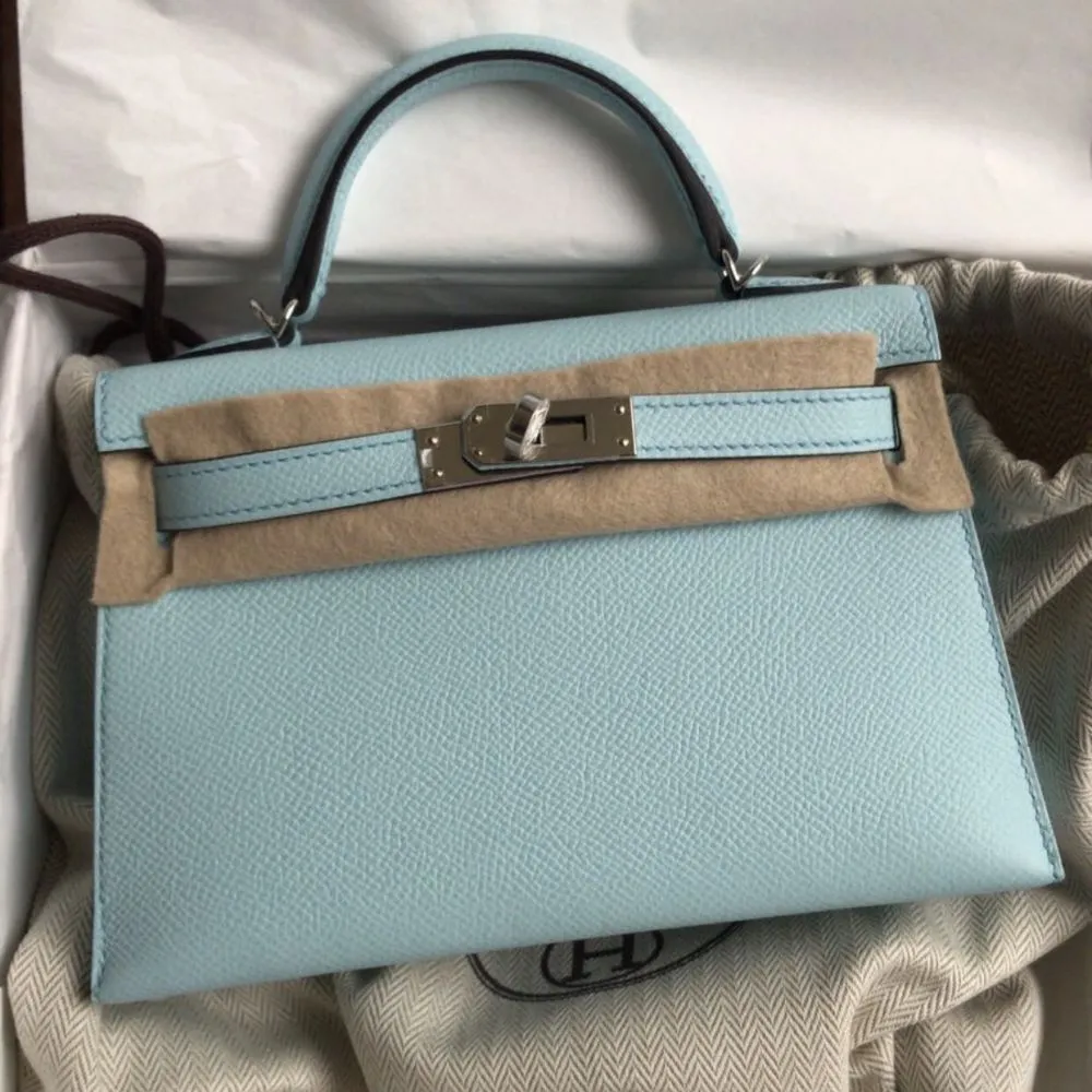 Hermès Kelly 20 Bleu Zephir Sellier Epsom Palladium Hardware PHW