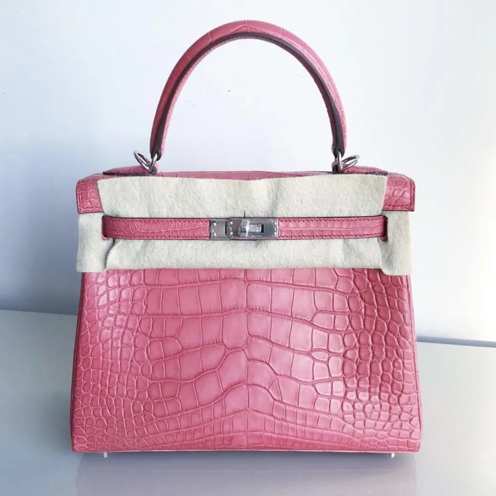 Hermès Kelly 25 Bougainvillier Alligator Mississippi Matte Palladium Hardware PHW