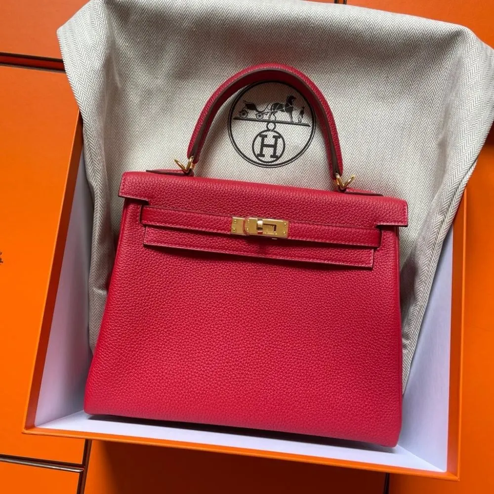 Hermès Kelly 25 Rouge Casaque Togo Gold Hardware GHW