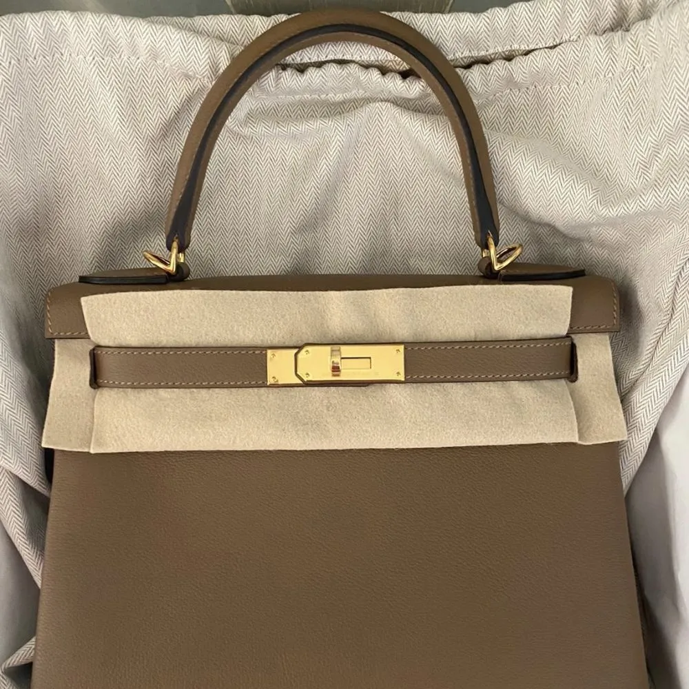 Hermès Kelly 28 Beige de Weimar Evercolor Gold Hardware GHW