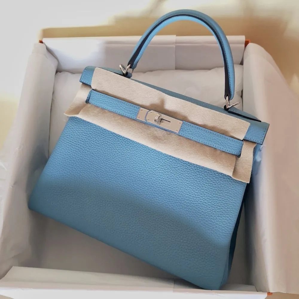 Hermès Kelly 28 Bleu du Nord Taurillon Clemence Palladium Hardware PHW