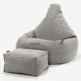 Highback Bean Bag Chair - Interalli Wool Silver