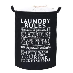 HOKIPO Folding Laundry Cotton Basket With Lid - Large 63 Ltr, Black