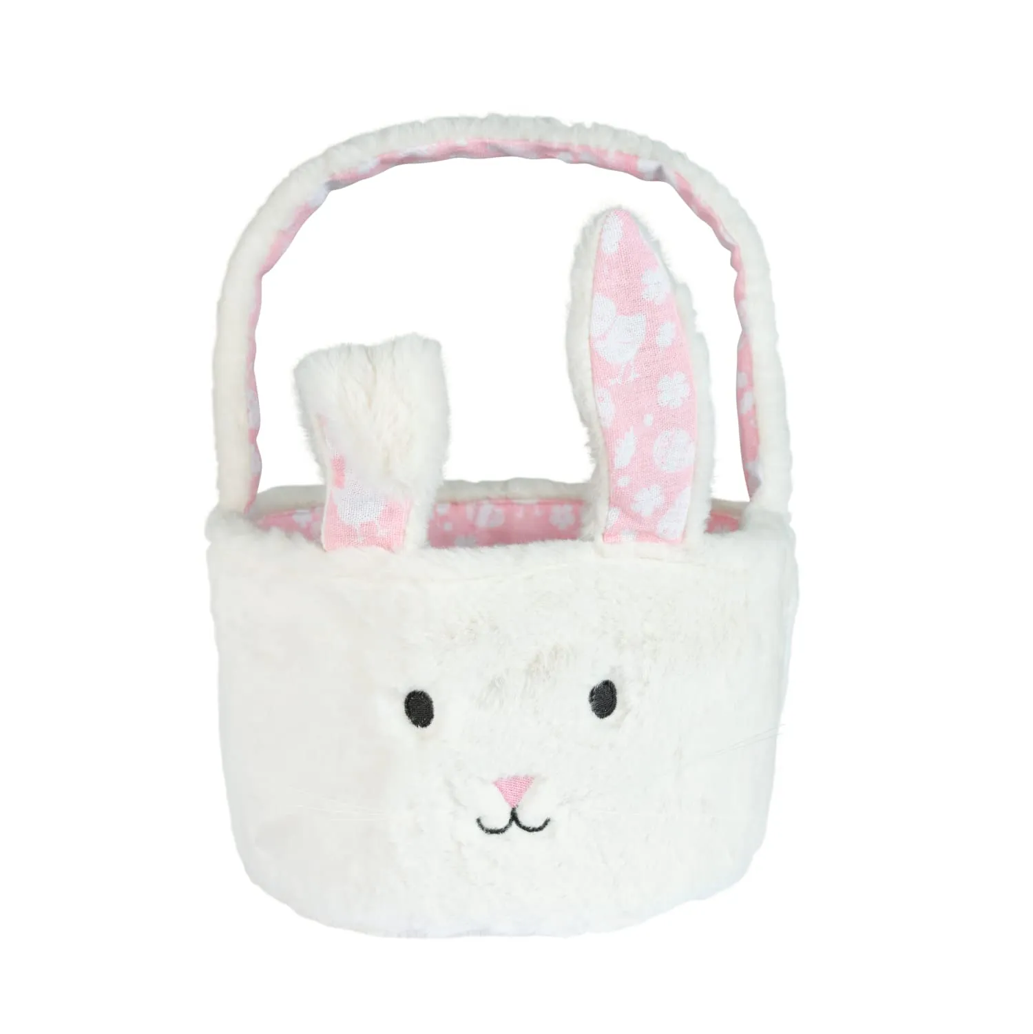 Homarden Easter Eggs Basket - Cute Fluffy Bunny Baskets with Foldable Ears - Perfect