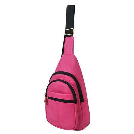 Hot Pink Faux Leather Fashion Sling Bag