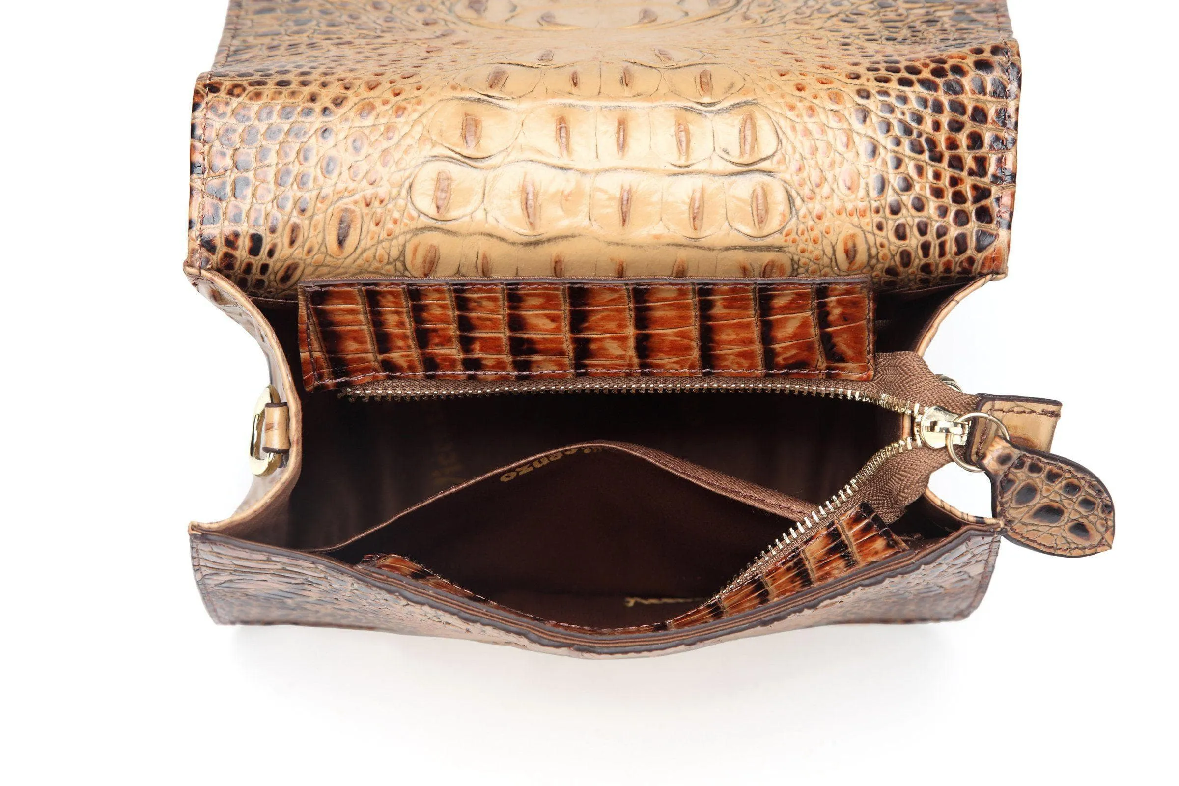 Inaya Croc Embossed Leather Crossbody Bag