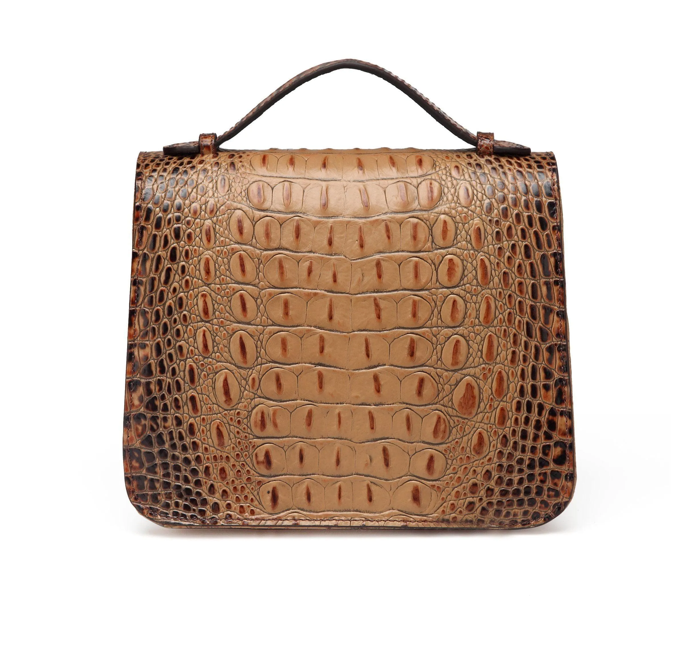 Inaya Croc Embossed Leather Crossbody Bag