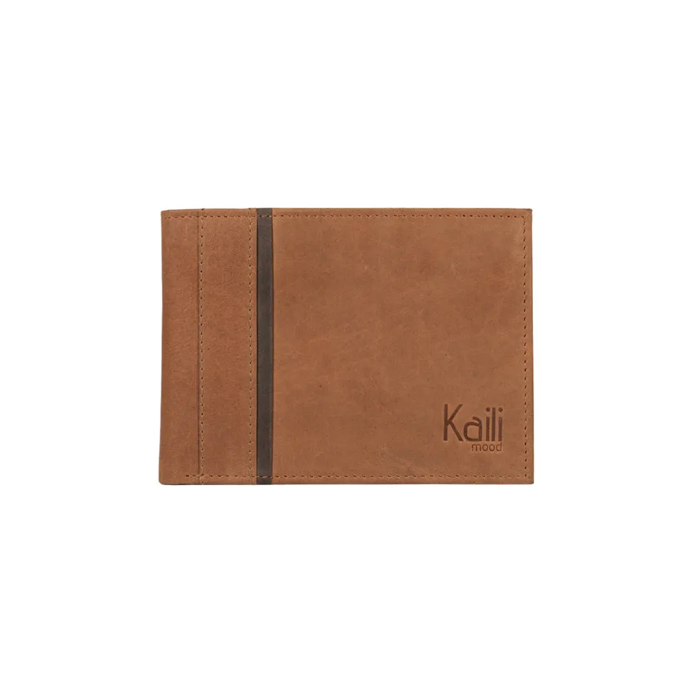 Kaili Mood Heritage Leather Bifold Wallet Brown