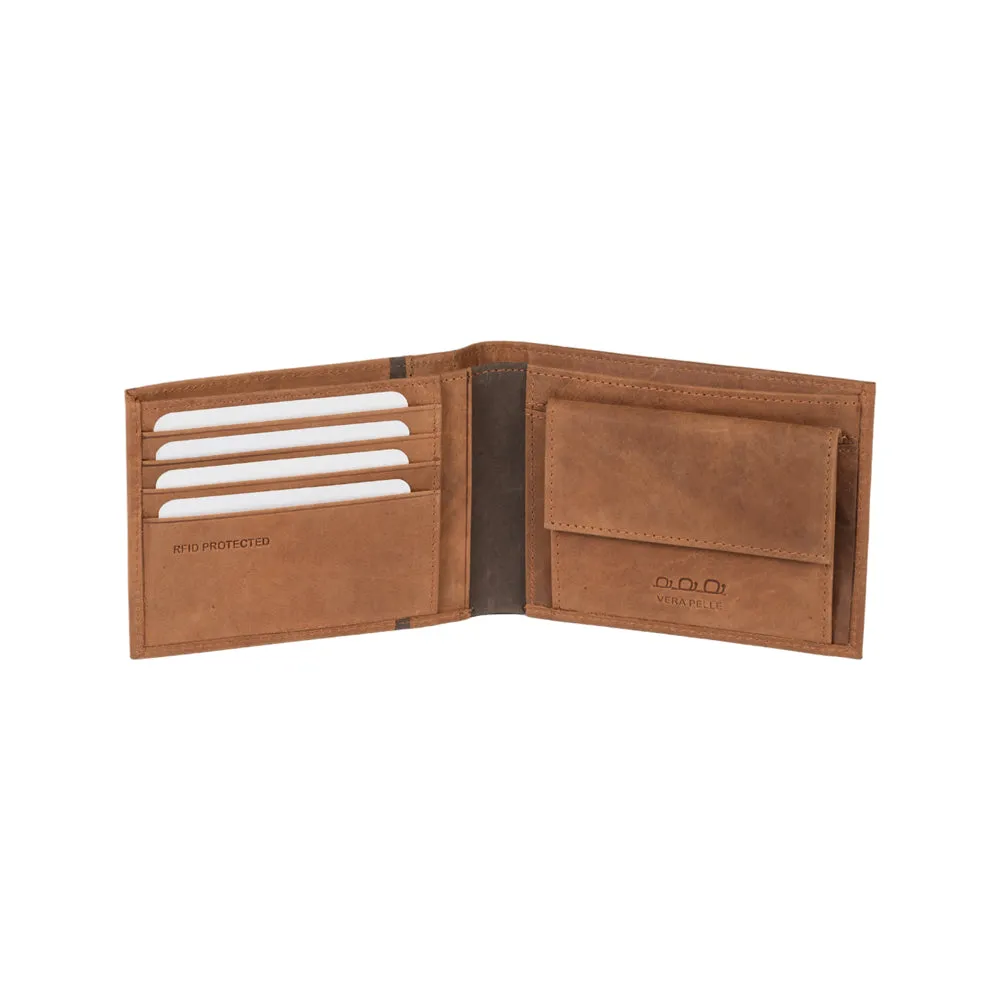 Kaili Mood Heritage Leather Bifold Wallet Brown