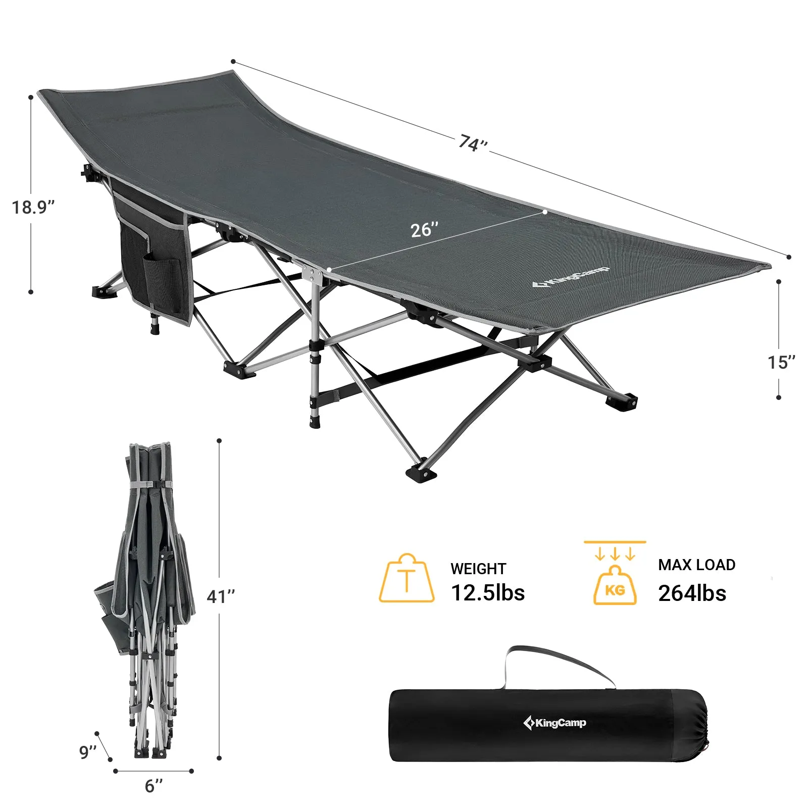 KingCamp Oversized Heavy Duty Camping Cot