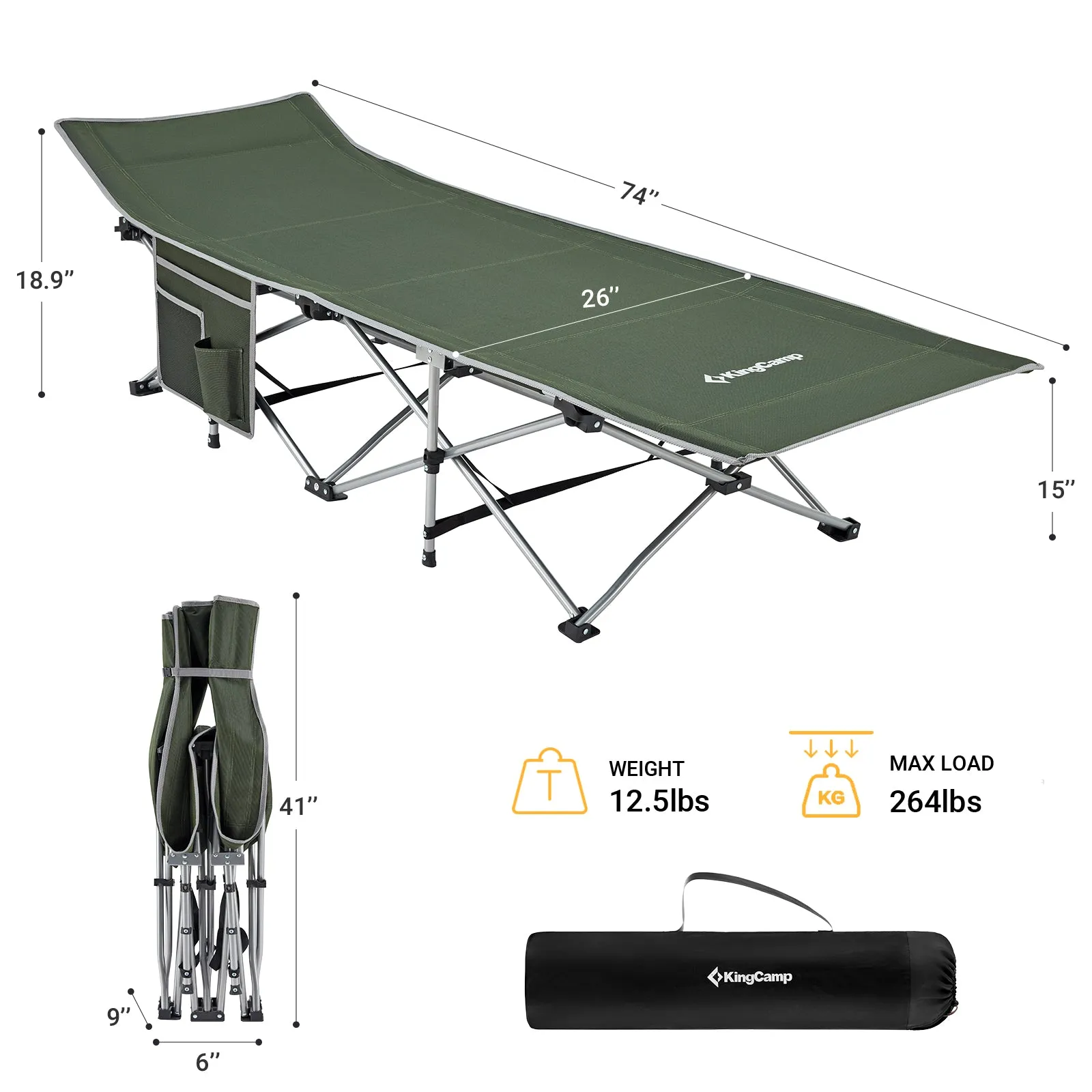 KingCamp Oversized Heavy Duty Camping Cot