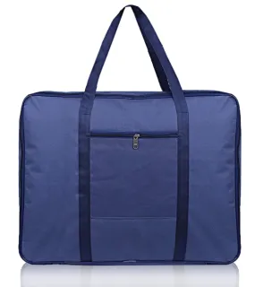 Kuber Industries Lightweight Foldable Multipurpose Storage bag, Cloth Organiser, Travel Bag With Zippered Closure And Handle (Royal Blue)-HS43KUBMART26648