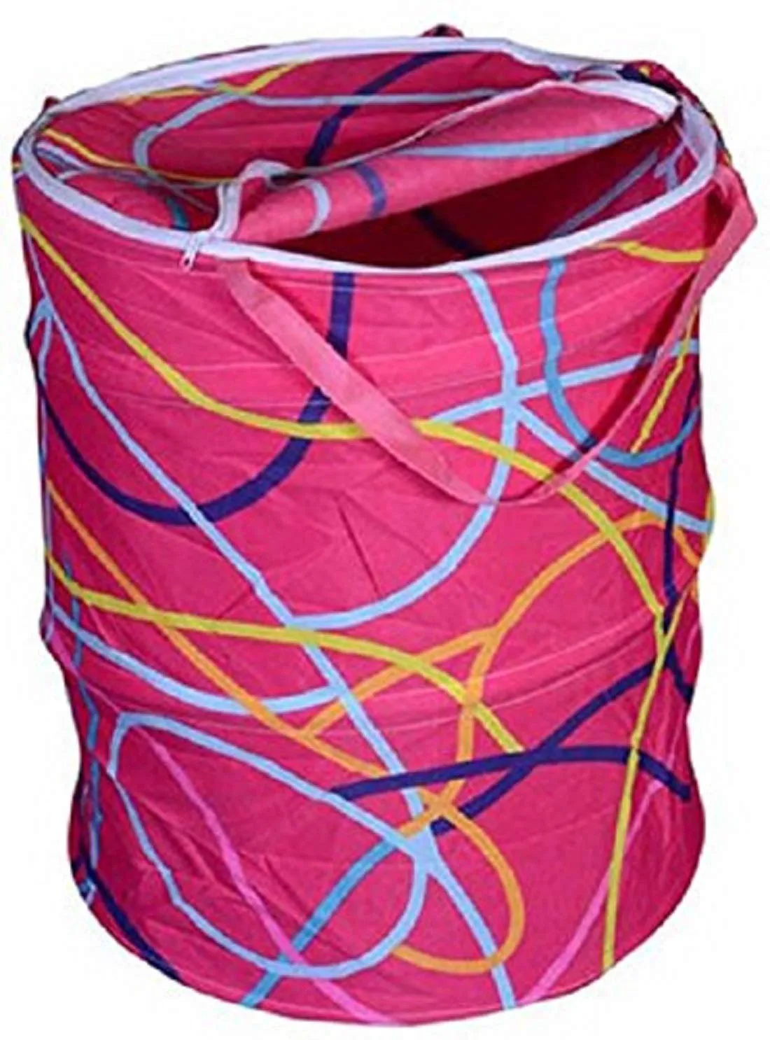 Kuber Industries Round Cloth Foldable Laundry Basket Bag, Volume:-30L,Multi Color