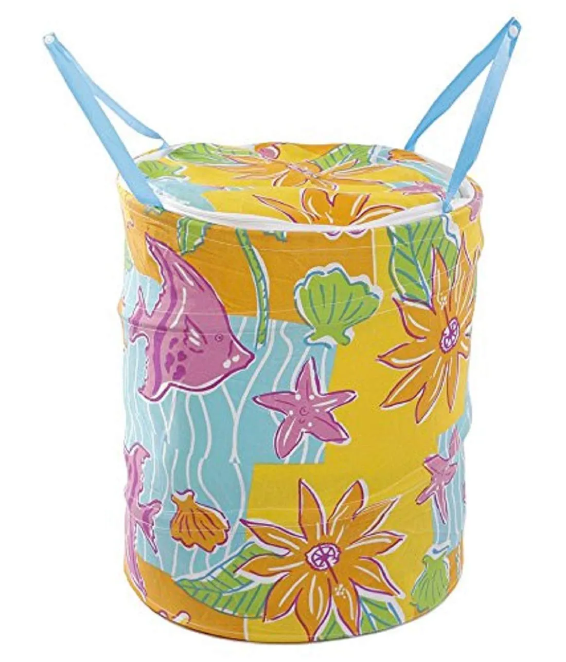 Kuber Industries Round Cloth Foldable Laundry Basket Bag, Volume:-30L,Multi Color