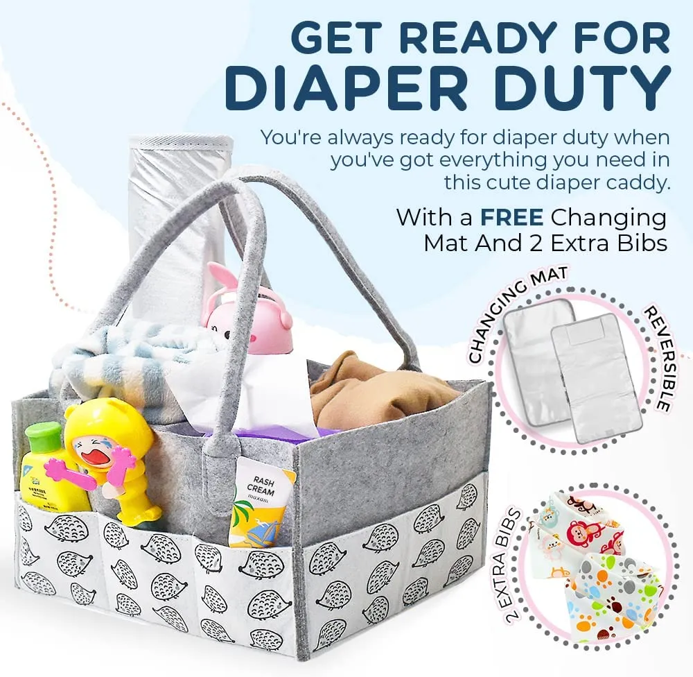 Kuul Diaper Caddy Organizer Free Changing Pad Mat & Bibs