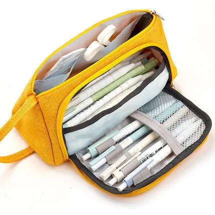 Large Capacity Multifunctional Cotton and Linen Student Stationery Pencil Bag Can Be Cosmetic Bag