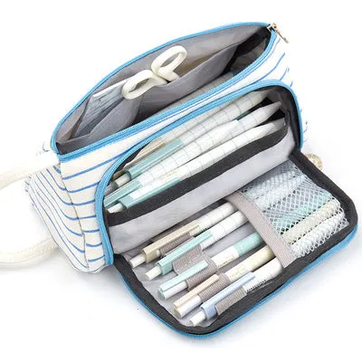 Large Capacity Multifunctional Cotton and Linen Student Stationery Pencil Bag Can Be Cosmetic Bag