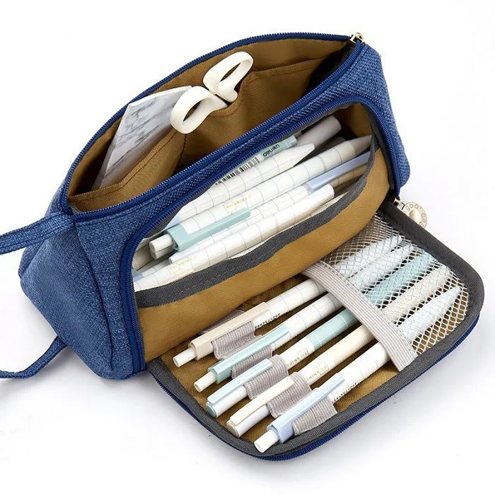 Large Capacity Multifunctional Cotton and Linen Student Stationery Pencil Bag Can Be Cosmetic Bag