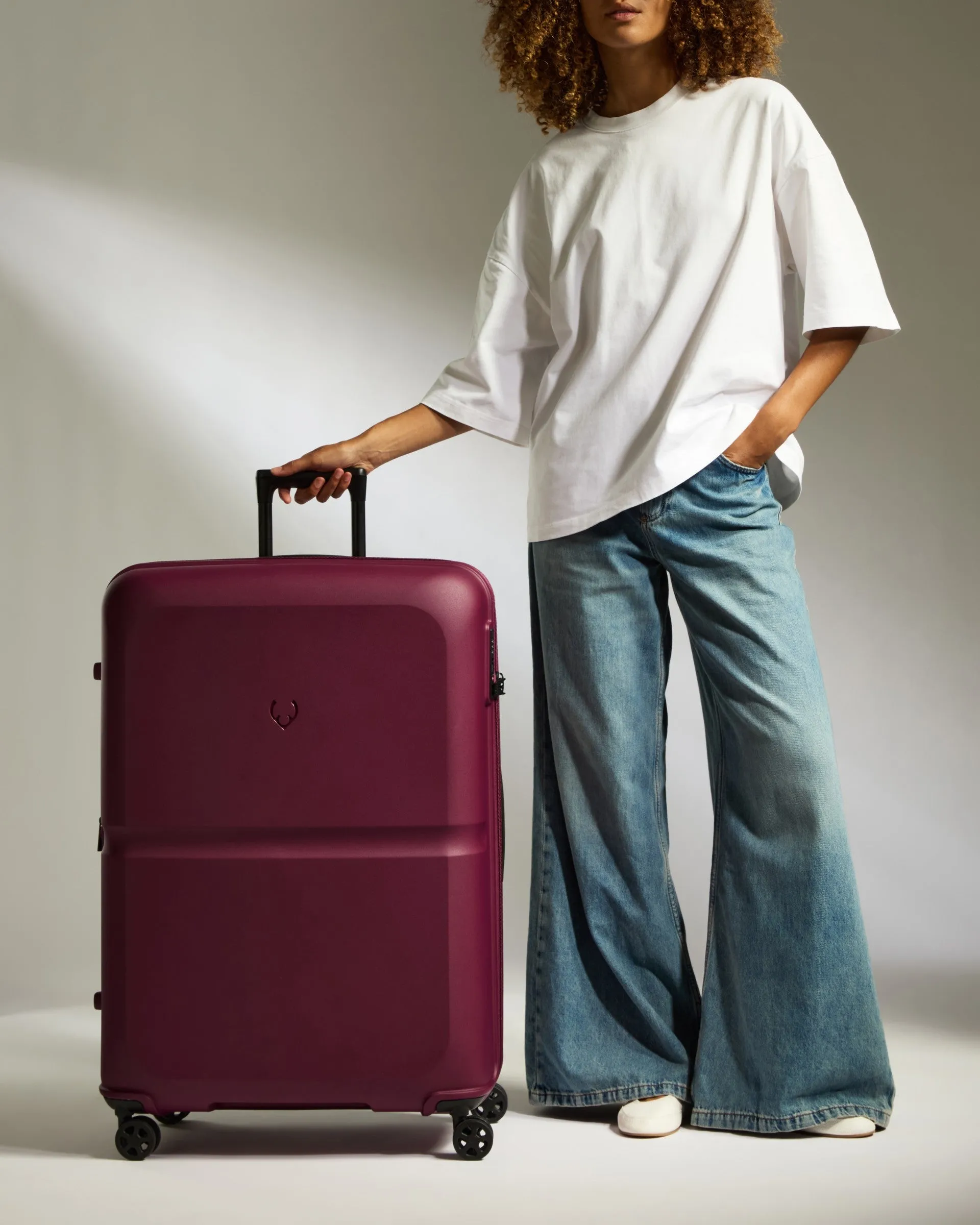 Large Luggage in Heather Purple - Single Stripe