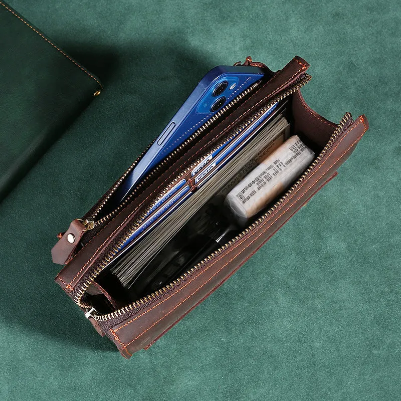 Leather Hand-held Plus-sized Capacity Hand-held Mobile Phone Wallet