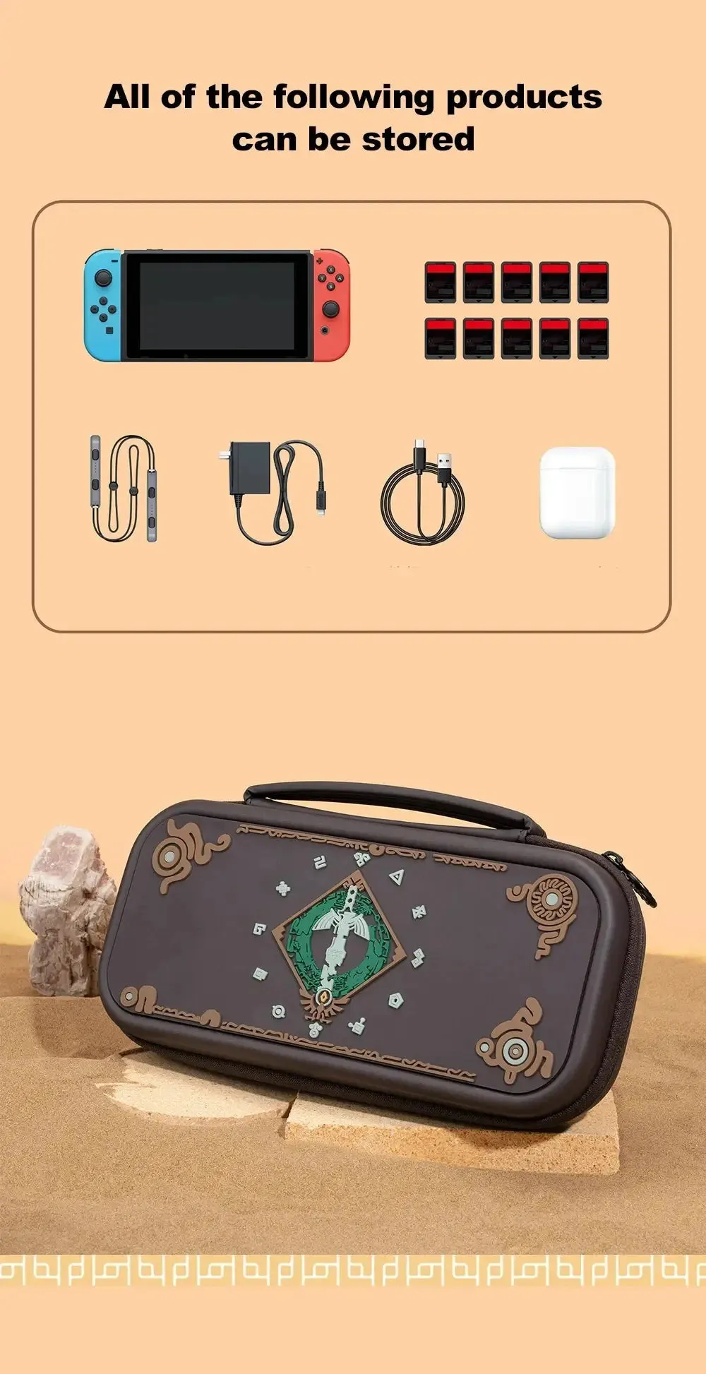 Legend of Zelda, Lost Ruins Carrying Case For Nintendo Switch / OLED