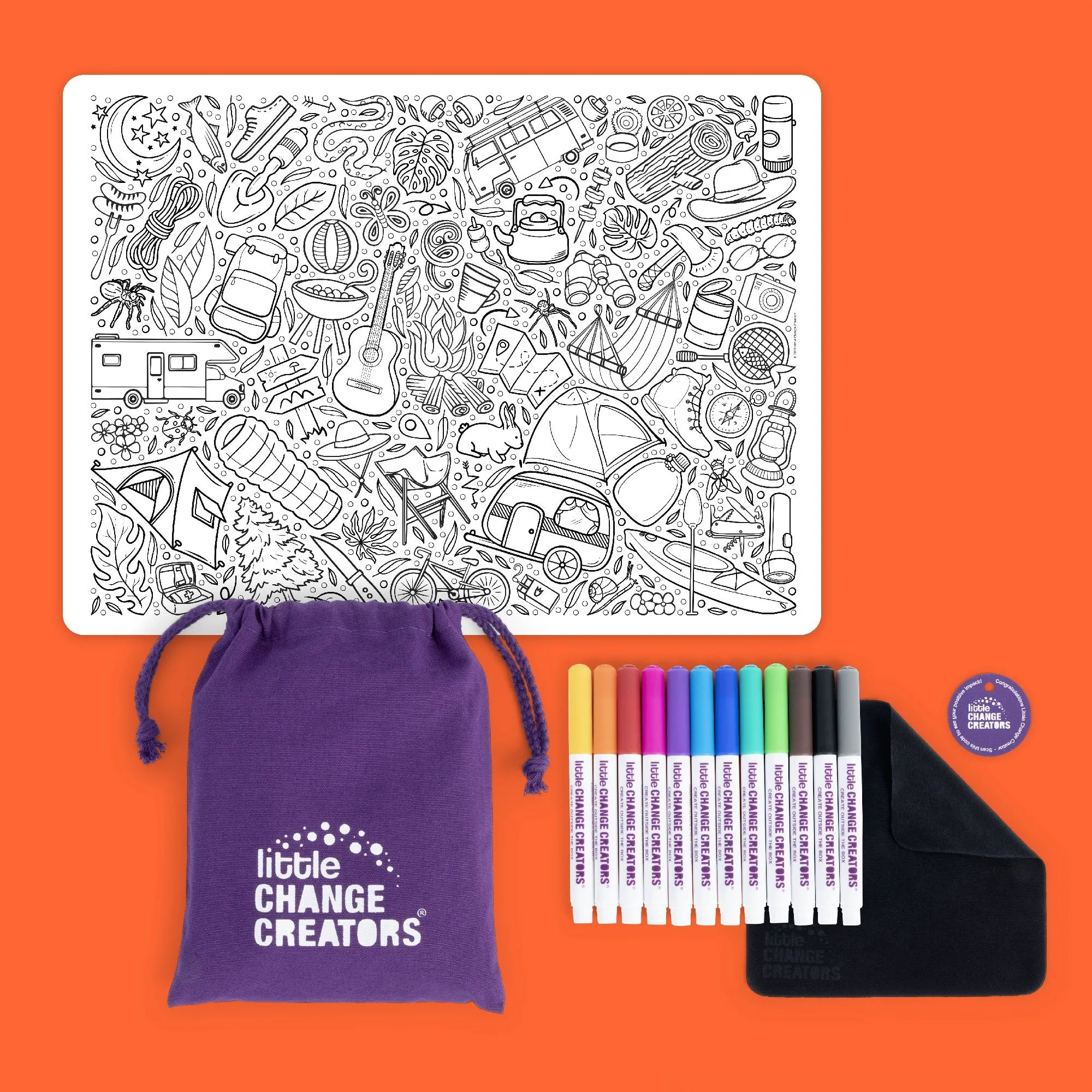 LITTLE CHANGE CREATORS - CHILDREN'S REUSABLE COLOURING MAT KIT: OUTBACK