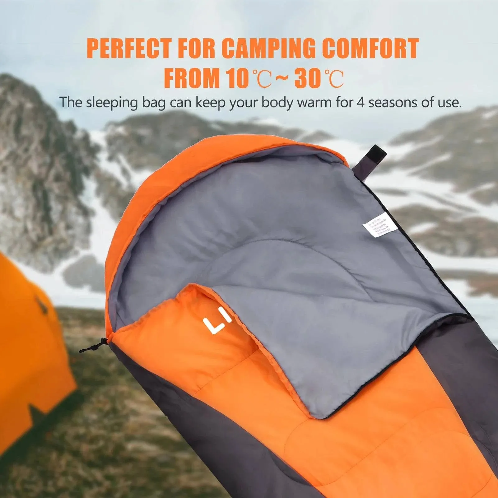 Lixada Sleeping Bag 4-Season Camping Warm Sleeping Bag Waterproof with Storage Bag for Camping Hiking Travel Outdoor Adventure