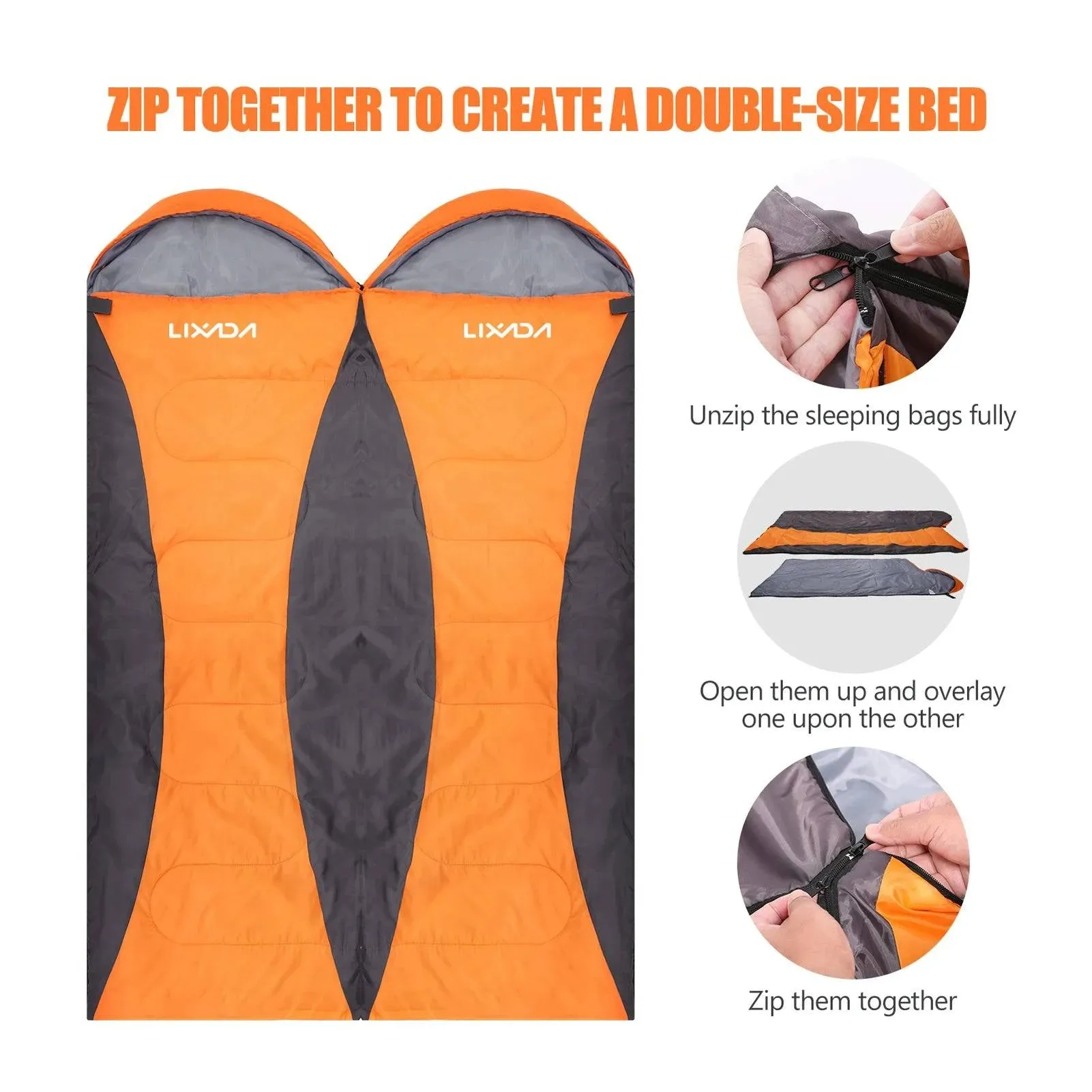 Lixada Sleeping Bag 4-Season Camping Warm Sleeping Bag Waterproof with Storage Bag for Camping Hiking Travel Outdoor Adventure