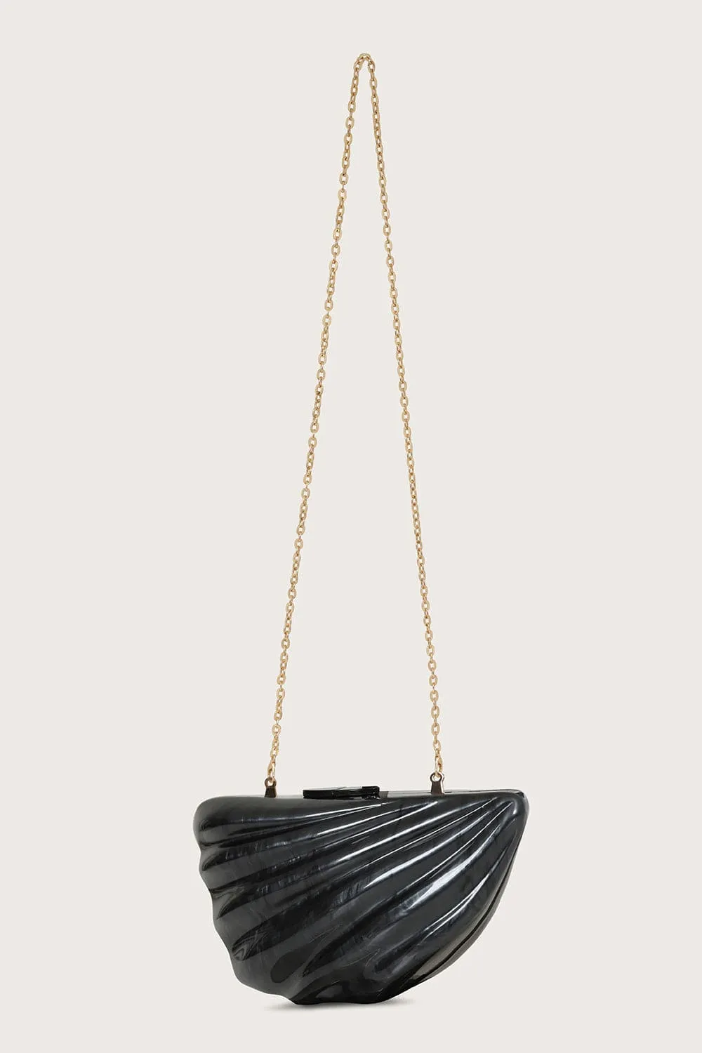 LOTTIE Acrylic Shell Clutch Bag in Black