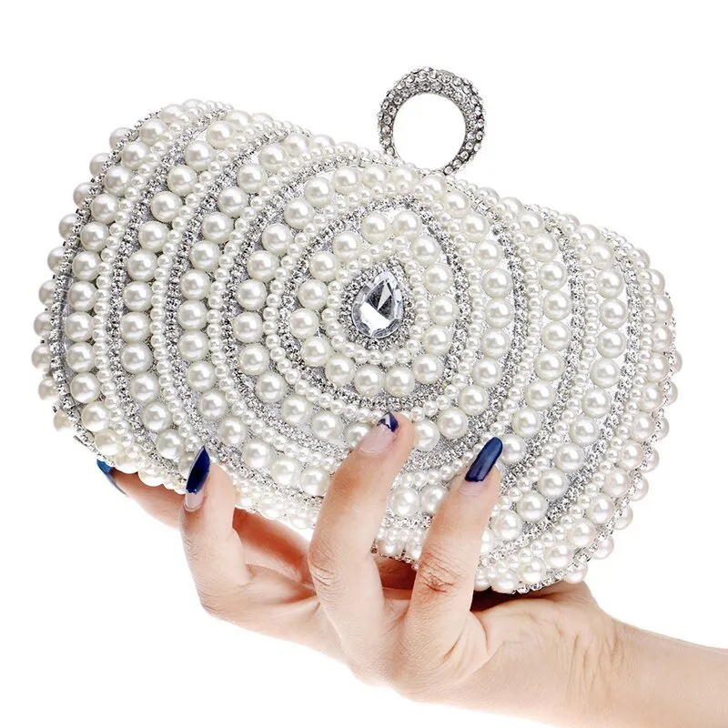 Luxy Moon Bridal Clutch Bag Beaded Diamonds