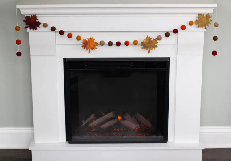 Maple Leaves Felt Garland- Brown, Orange