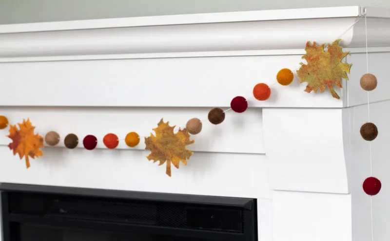 Maple Leaves Felt Garland- Brown, Orange