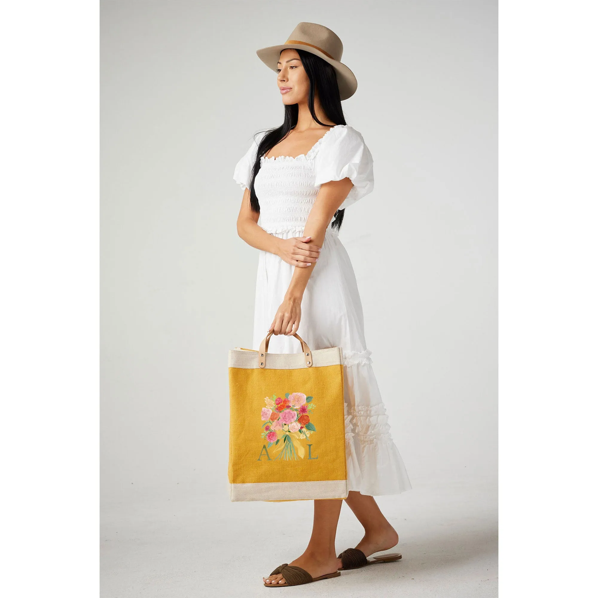 Market Bag in Gold Bouquet by Amy Logsdon