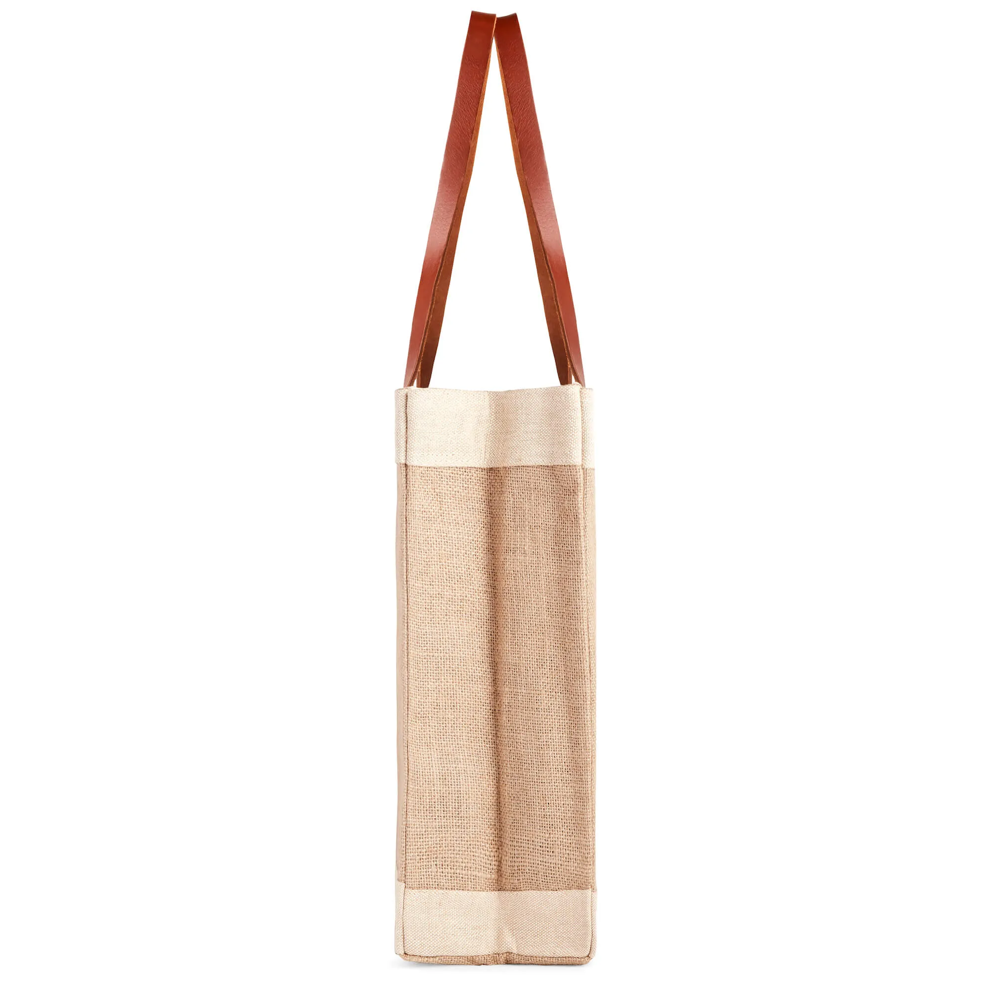 Market Tote in Natural with Large Ecru Monogram