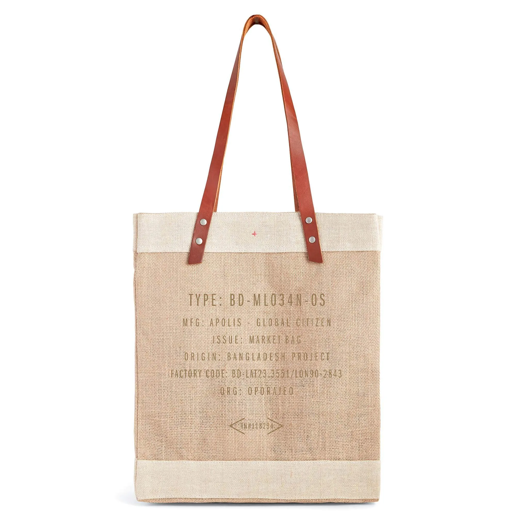 Market Tote in Natural with Large Ecru Monogram