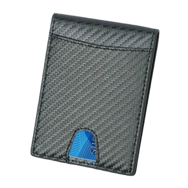 Men Multifunction Business RFID Carbon Fiber US Dollar Clip Card Trade Short Multi-card Slots Wallet