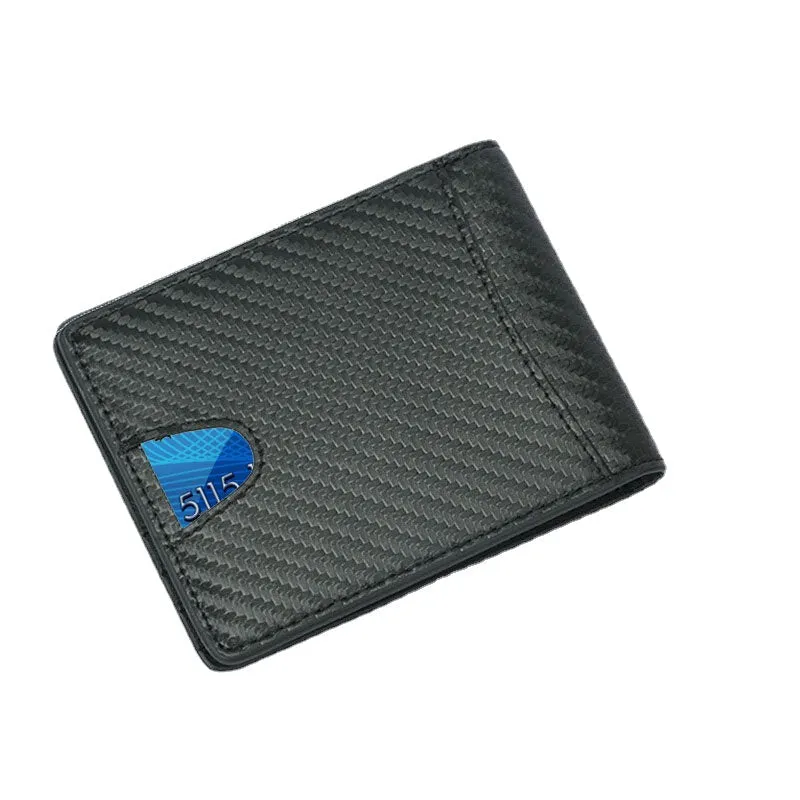 Men Multifunction Business RFID Carbon Fiber US Dollar Clip Card Trade Short Multi-card Slots Wallet