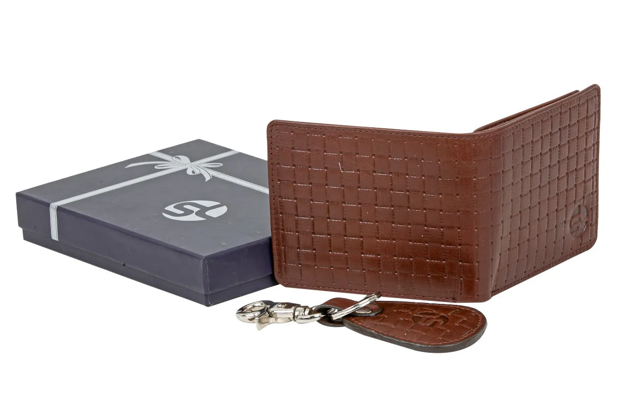 MENS LEATHER WALLET WITH KEY RING COMBO 991742 (BROWN)