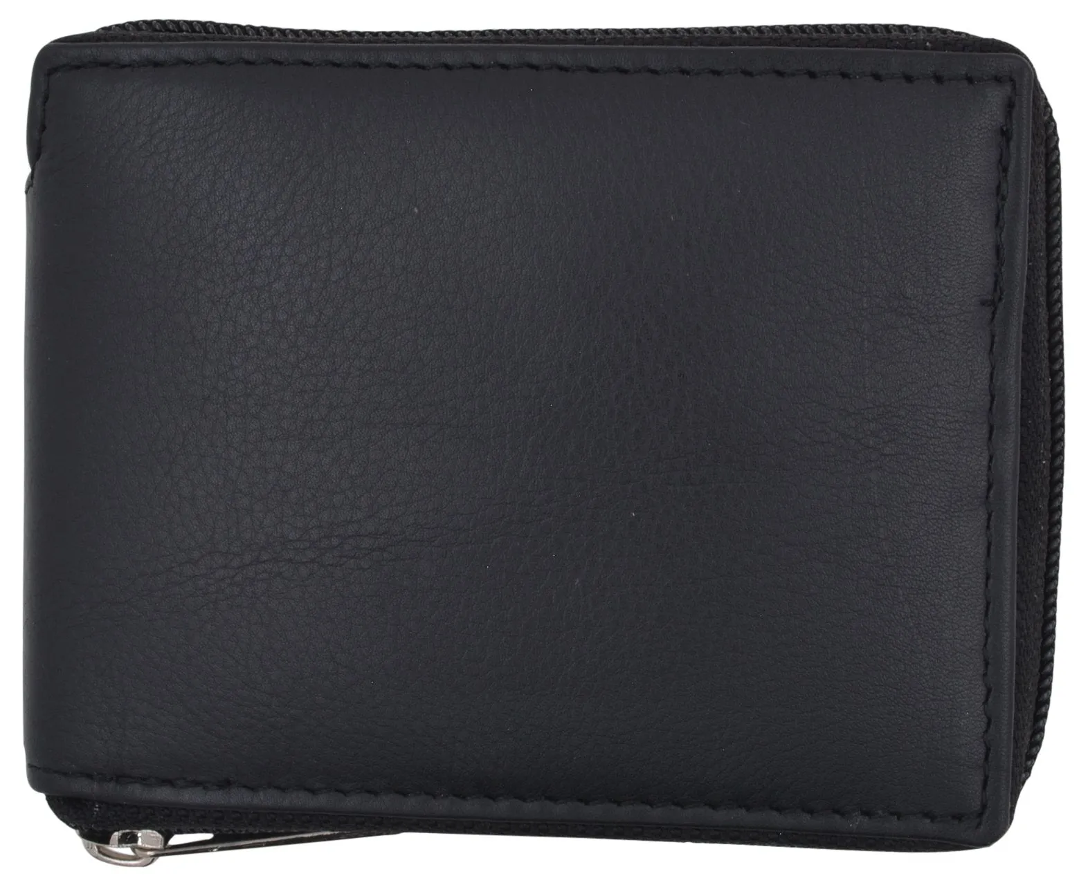 Men's Zipper RFID Blocking Premium Leather Zip-Around Credit Card ID Bifold Black Wallet Box RFID521256