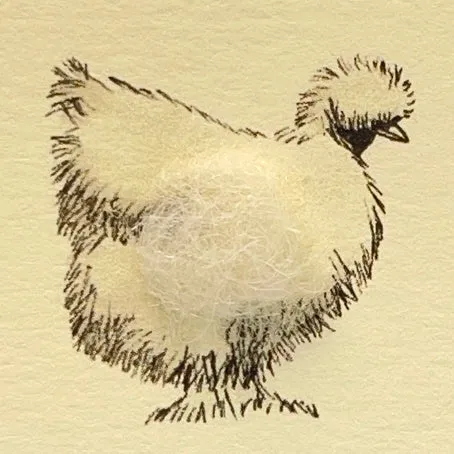 Mini card with felt detail - hens (m15)