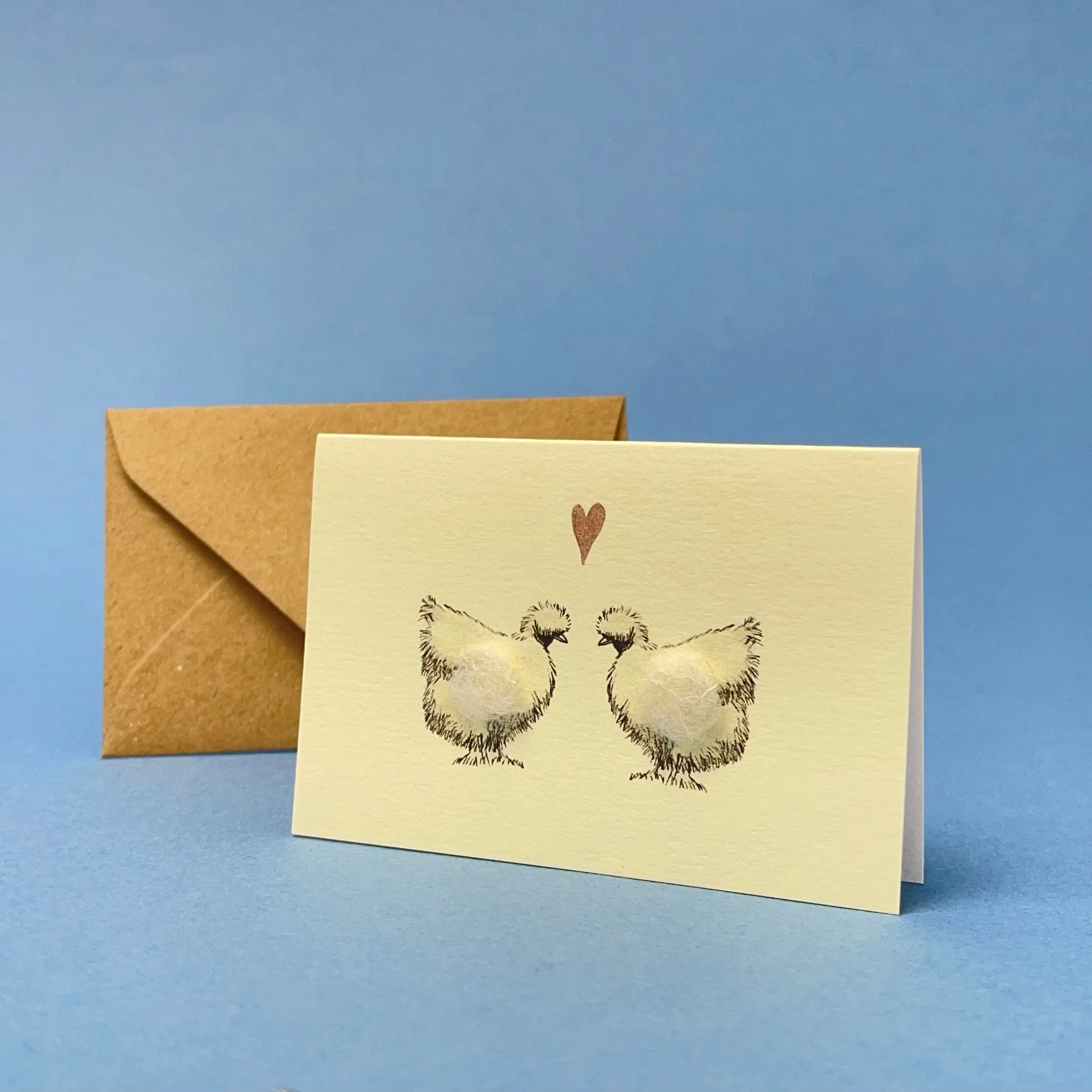 Mini card with felt detail - hens (m15)