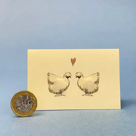 Mini card with felt detail - hens (m15)