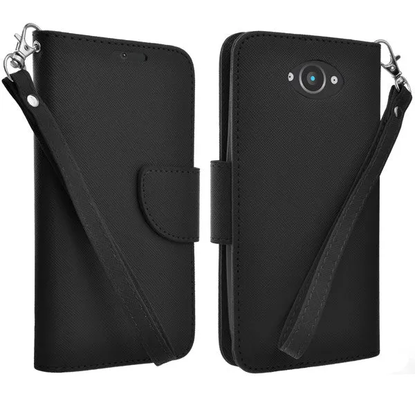 Motorola Droid Turbo | Motorola Moto Maxx | Motorola XT1254 Cases, Wrist Strap Magnetic Fold[Kickstand] Pu Leather Wallet Case with ID & Credit Card Slots for Motorola Droid Turbo | Motorola Moto Maxx | Motorola XT1254 - Black