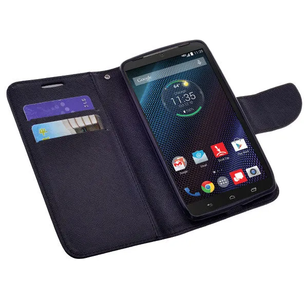 Motorola Droid Turbo | Motorola Moto Maxx | Motorola XT1254 Cases, Wrist Strap Magnetic Fold[Kickstand] Pu Leather Wallet Case with ID & Credit Card Slots for Motorola Droid Turbo | Motorola Moto Maxx | Motorola XT1254 - Black