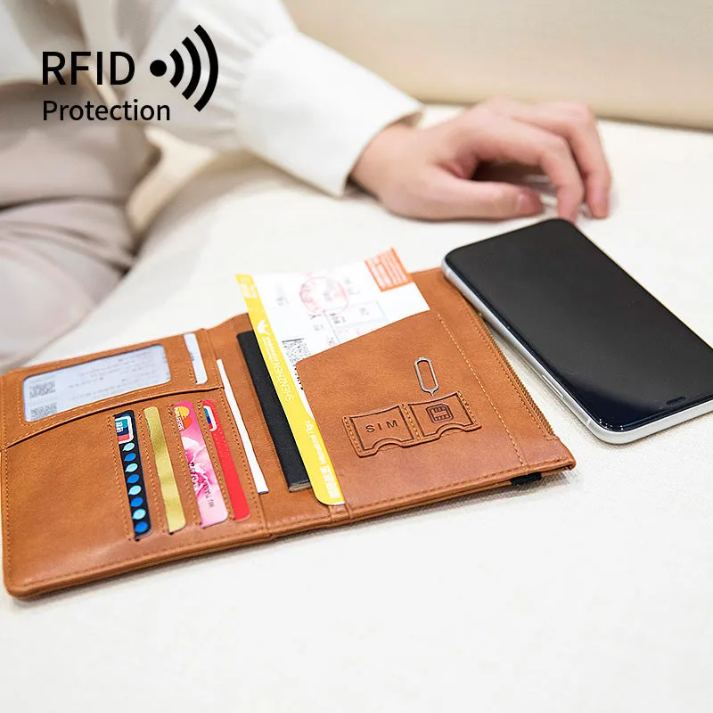 Multifunctional Passport Document Bag Ultra-thin RFID Passport Wallet