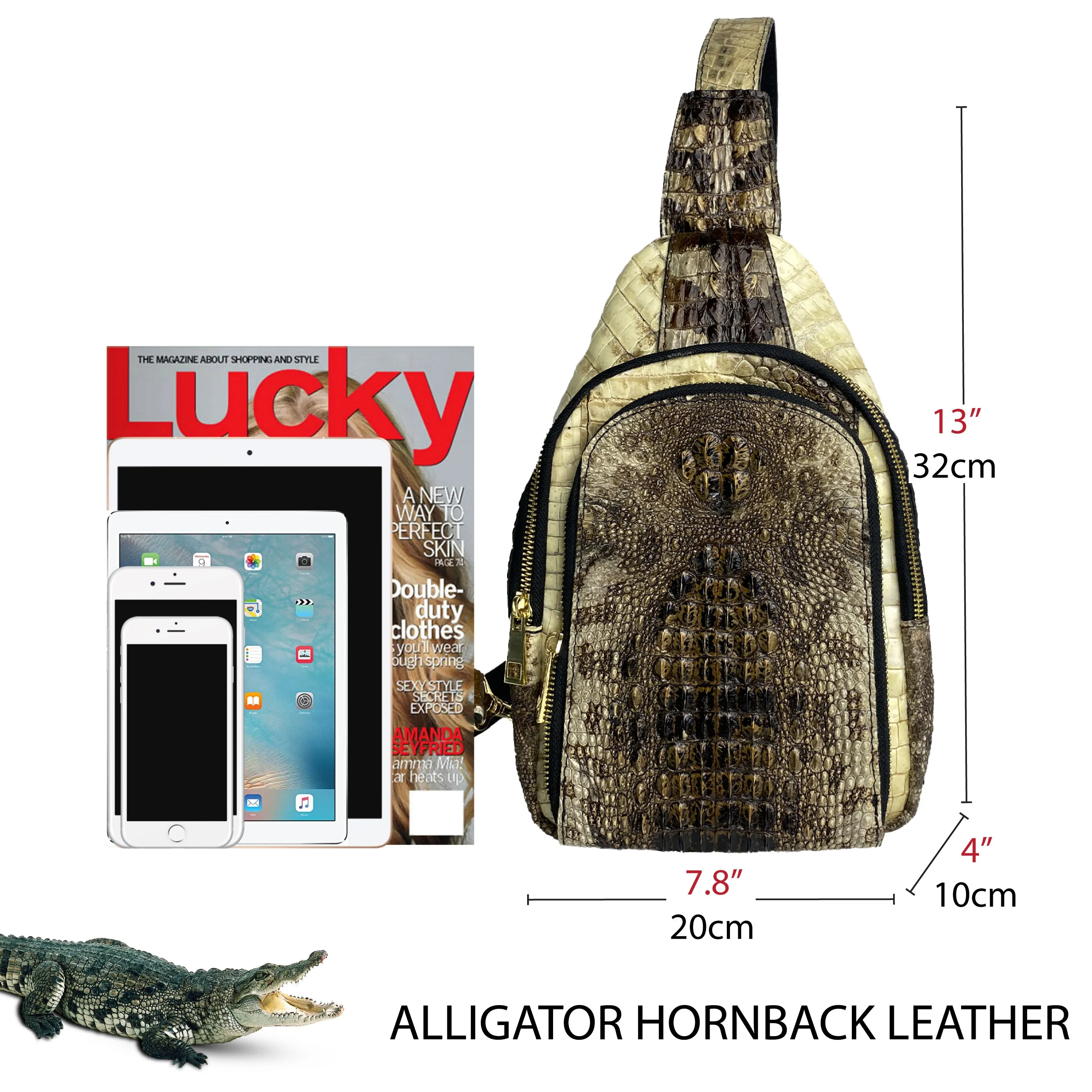 Natural Alligator Crossbody Sling Bag (BUY 1 GET 1 WALLET) | BACKPACK55