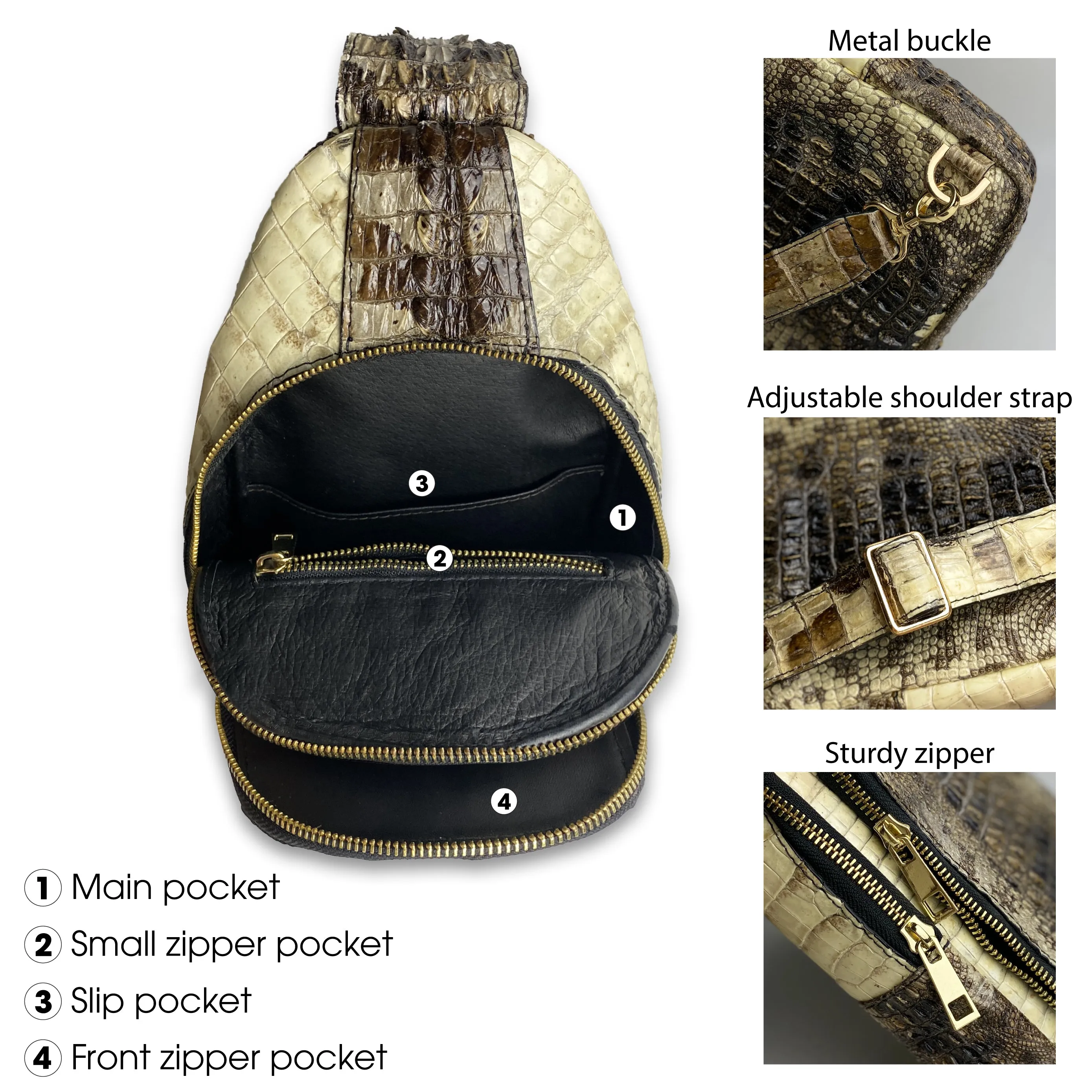 Natural Alligator Crossbody Sling Bag (BUY 1 GET 1 WALLET) | BACKPACK55